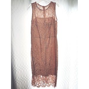 Ralph Lauren blush pink midi lace dress size 4